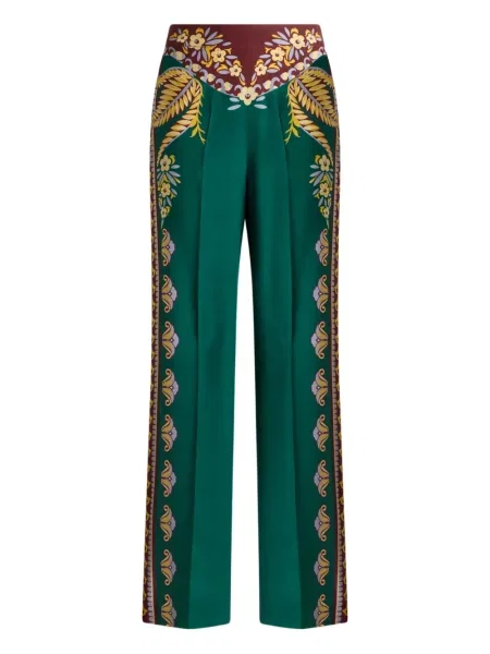 Pantaloni Etro cu model floral cu imagine verde