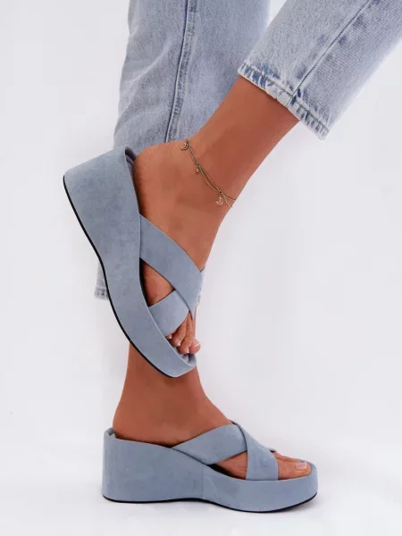 Japonke Boto iz semiša s platformo modra