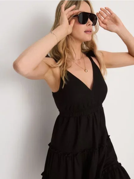 Міні сукня з ефектом ярусності з віскозою чорний