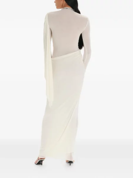 Rochie maxi Manuri drapată alb