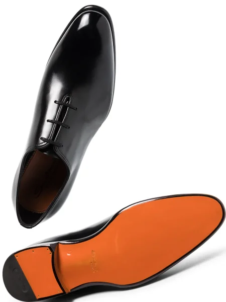 Ниски обувки Santoni с връзки с дантела черно