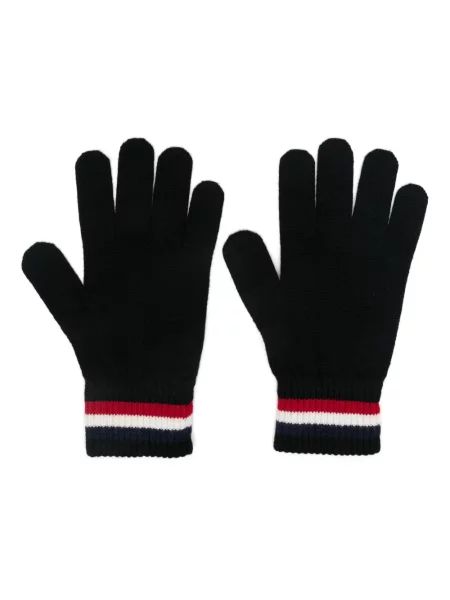 Mănuși Moncler de lână cu dungi negru
