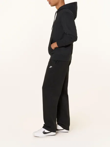 Kalhoty Nike Club Open-Hem black/black/white bílé