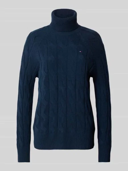 Sweter z golfem o kroju relaxed fit z czystej wełny Tommy Hilfiger granatowy