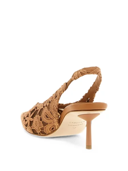 Pantofi cu toc Le Silla din dantelă slingback maro