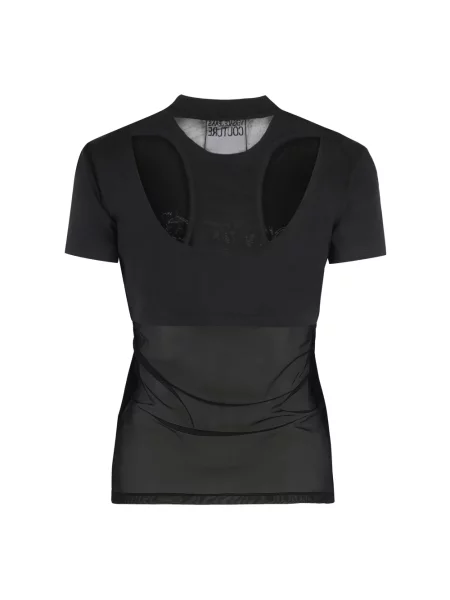 Haftowana koszulka Versace Jeans Couture w zebrę czarna