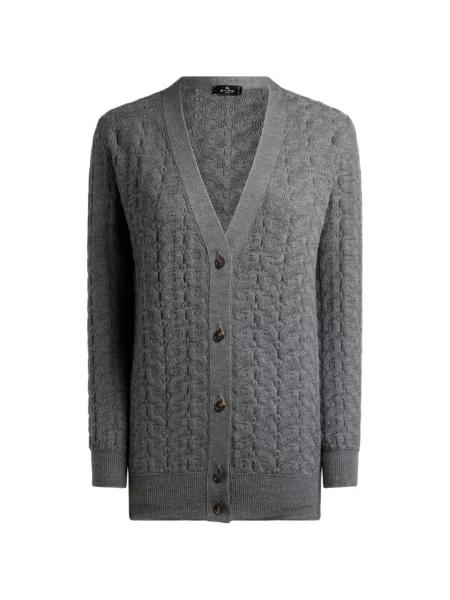 Cardigan Etro de lână cu model paisley gri