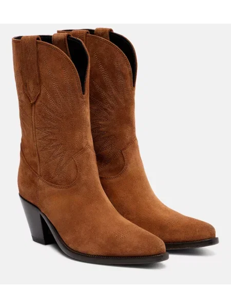 Cizme scurte Golden Goose din piele de căprioară auriu