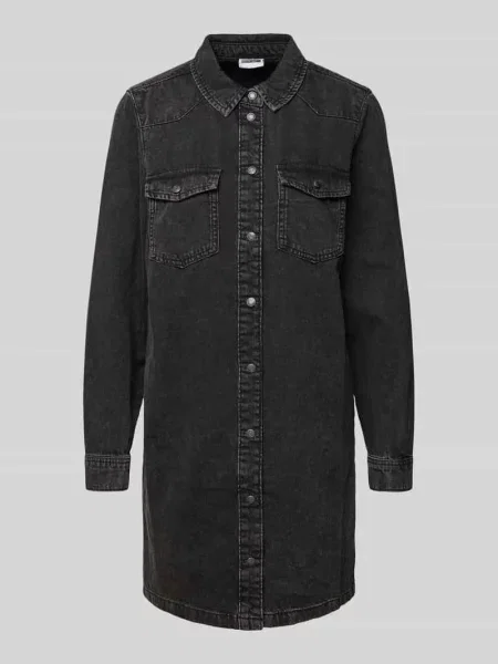 Sukienka jeansowa z wykładanym kołnierzem model ‘NEW SIGNE’ Noisy May czarna