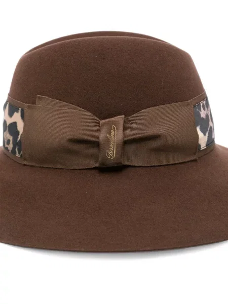 Căciulă Borsalino cu funde cu model leopard maro