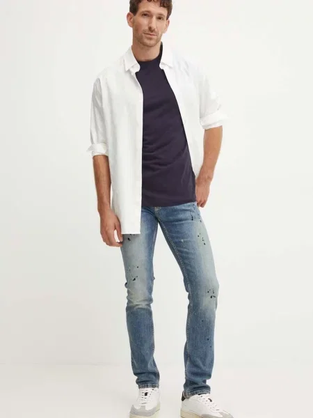 Guess t-shirt granatowy z nadrukiem