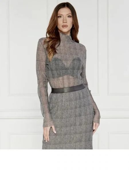 BOSS BLACK Bluză Emata_Mesh_AOP negru