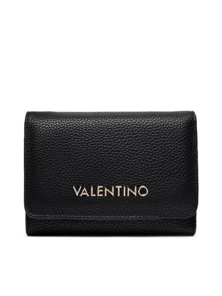 Lniany portfel Valentino czarny