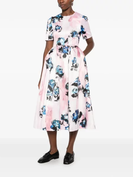 Rochie midi Stine Goya cu model floral cu imagine roz