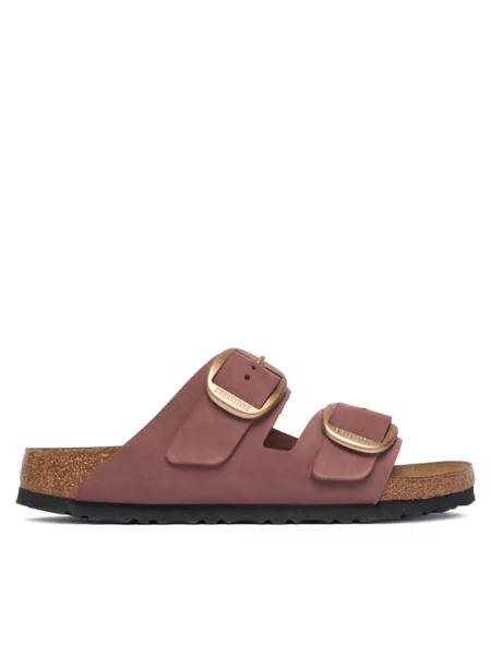 Papuci Birkenstock cu cataramă din nubuc roz