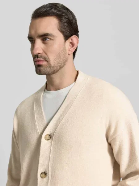 Kardigan rozpinany o kroju regular fit z czystej żywej wełny Model C-UCONE' Boss biały