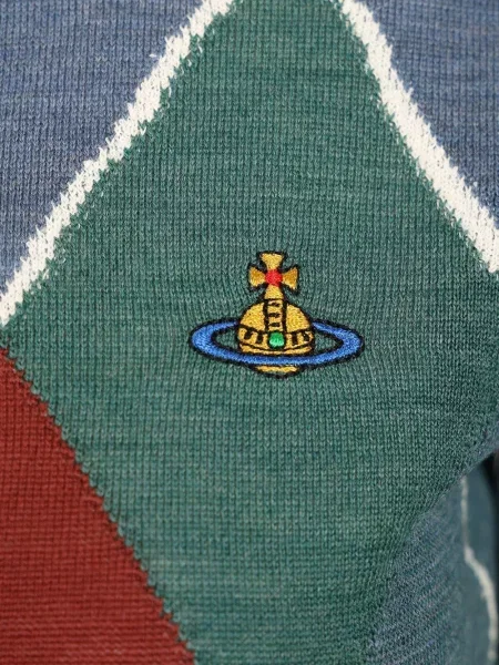 Apkirptas kardiganas Vivienne Westwood su argyle raštu žalia