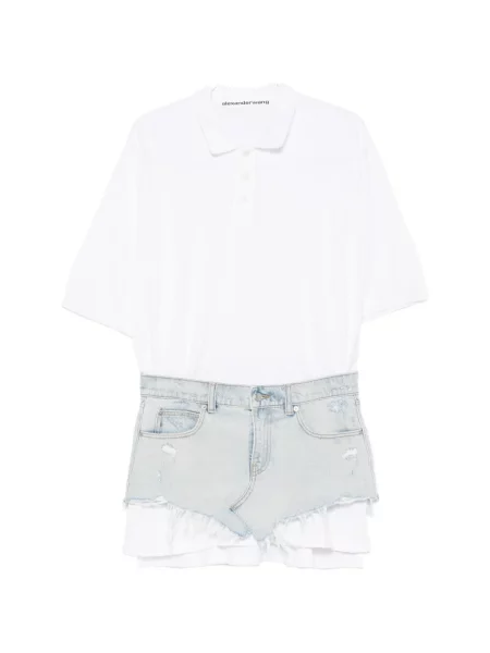 Rochie din denim Alexander Wang alb
