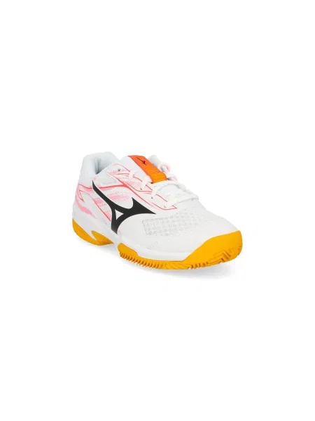 Buty do tenisa Mizuno Break Shot 5 Jr CC white/calypso coral/citrus białe