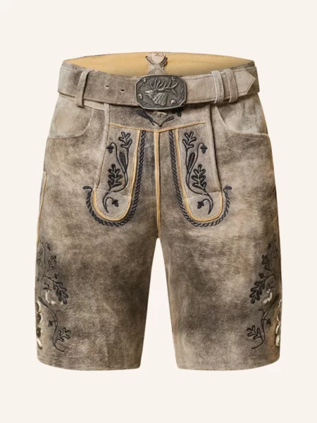 Spieth & Wensky Spodnie Skórzane W Stylu Ludowym grau czarne