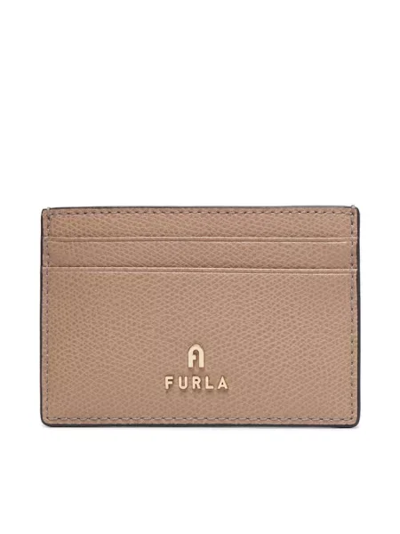 Furla etui na karty skórzane beżowy