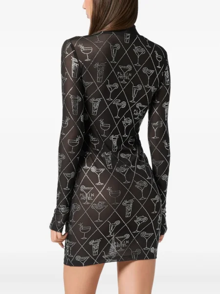 Rochie mini Philipp Plein de cristal de costum negru
