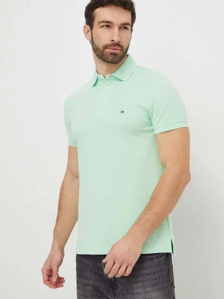 Koszulka polo z wyhaftowanym logo Tommy Hilfiger zielone