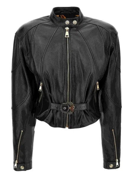 Kurtka jeansowa Versace Jeans Couture skórzana czarna