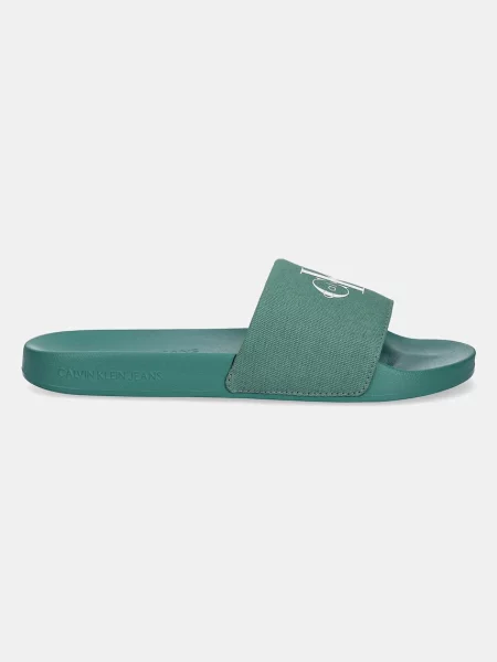 Calvin Klein Jeans klapki SLIDE MONOLOGO CV zielony