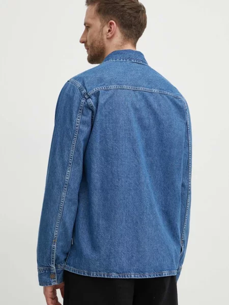 Džínová košile Pepe Jeans regular s klasickým límcem modrá