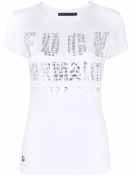 Tricou Philipp Plein de cristal alb