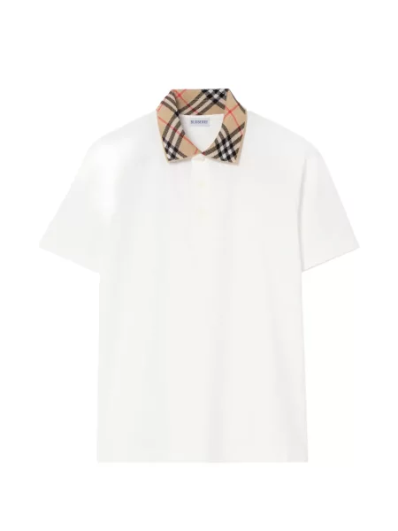 Gulerat polo Burberry în carouri alb