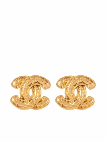 Prošívané diamant náušnice Chanel Pre-owned zlaté