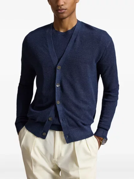 Πλεκτό polo Polo Ralph Lauren με σχέδιο με λαιμόκοψη v πράσινο