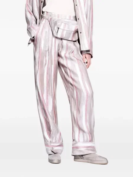 Prugaste hlače Giorgio Armani s printom siva