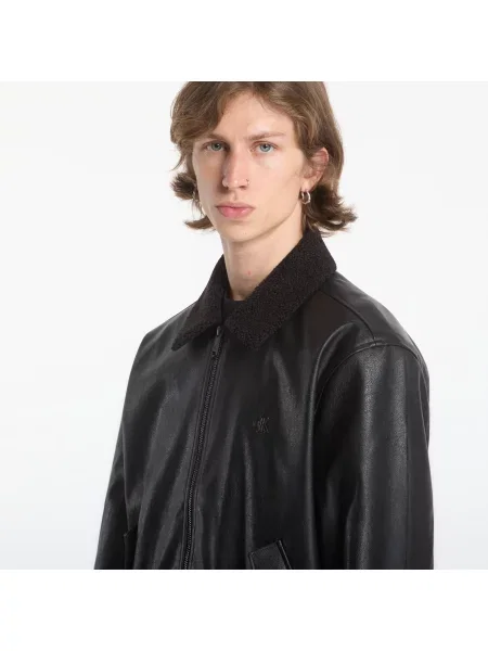 Bomber Calvin Klein Jeans Ls Faux Leather Sher Black S μαύρο