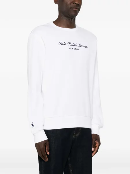 Пуловер Polo Ralph Lauren бродиран с кръгло деколте бяло