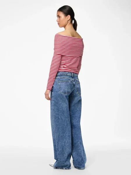 PIECES Tricou LAYA roșu alb