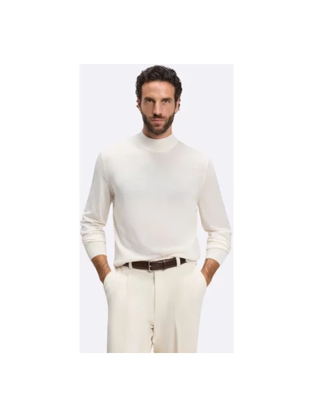 Sweter z golfem Boss wełniany do golfa biały