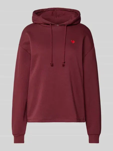 Bluza z kapturem o kroju regular fit z mieszanki bawełny model ‘CHILLI’ Pieces bordowa