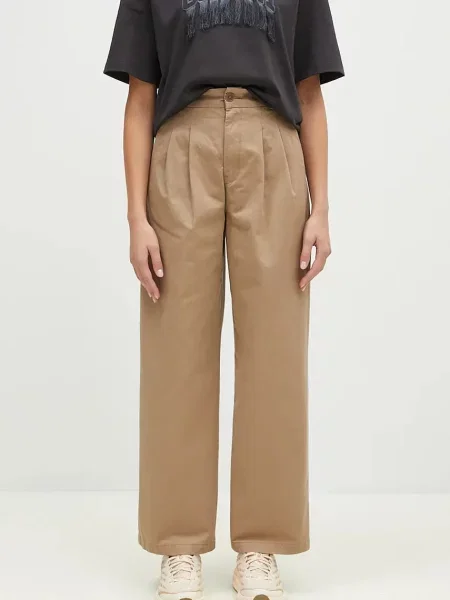 Carhartt WIP pantaloni de Leola Pant fason chinos high waist bej