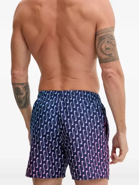 Slip de baie Nike cu gât halter cu imagine cu imprimeu geometric negru