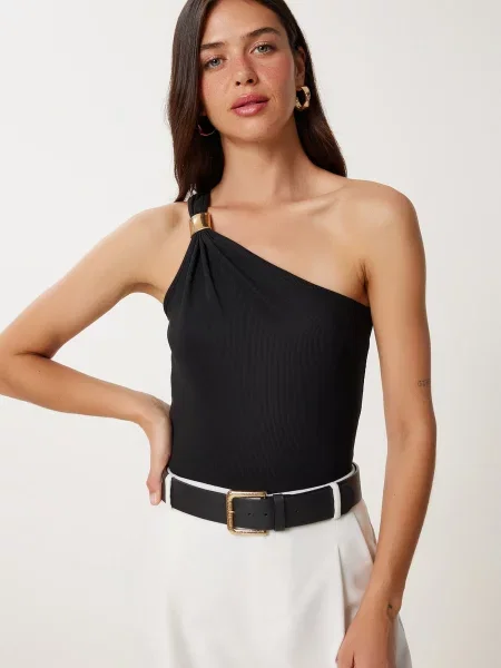 Happiness İstanbul Top brodat negru