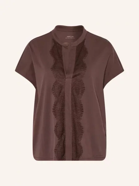 Marc Cain Tričko S Krajkou seal brown hnědé