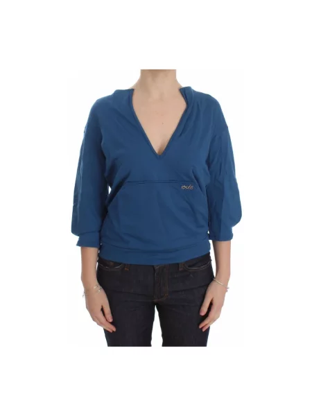 Bluza Exte z dekoltem w serek elegancka niebieska