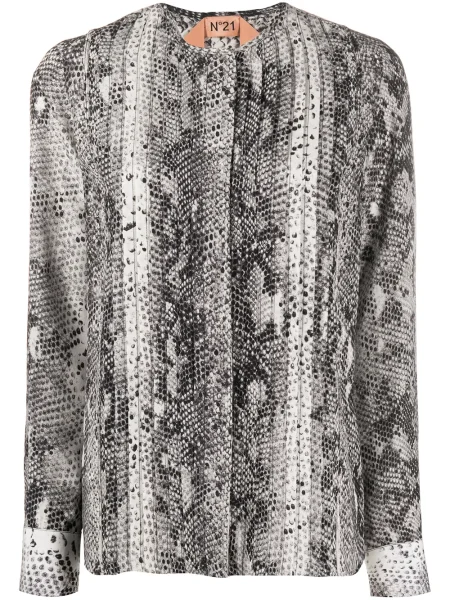 Bluză N°21 cu imagine cu model piele de șarpe negru