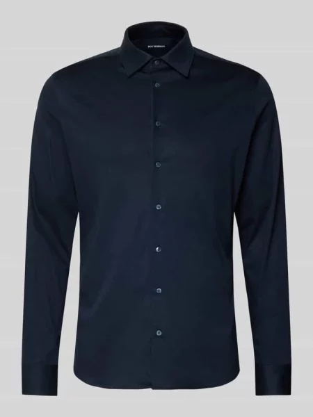 Koszula biznesowa o kroju slim fit z kołnierzykiem typu kent Roy Robson czarna