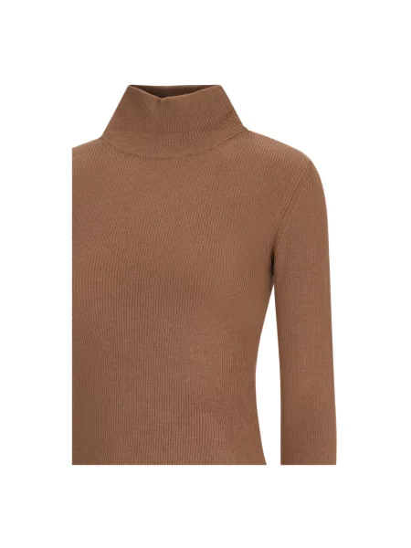 Sweter z golfem Max Mara wełniany brązowy
