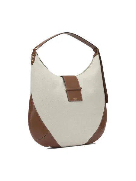 Torebka hobo Jimmy Choo skórzana beżowa