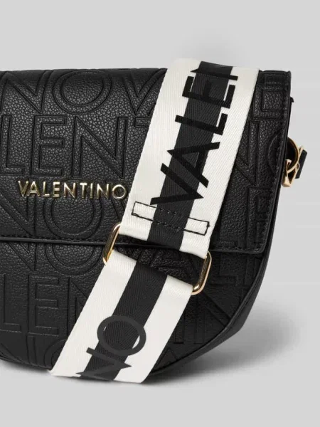 Lniana torebka Valentino Bags czarna